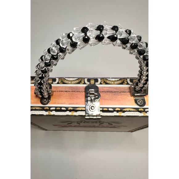 Vintage Imported Braciano Fine Cigars Beaded Box Case Purse Bag Night Skyline - Picture 9 of 16